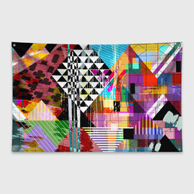 Флаг-баннер с принтом abstraction&geometry в Новосибирске, 100% полиэстер | размер 67 х 109 см, плотность ткани — 95 г/м2; по краям флага есть четыре люверса для крепления | abstraction | geometry | polygon | абстракция | геометрия | грань | краски | кубик | кубики | линии | мозаика | полигон | разноцветные | ребро | текстура | тени | узор