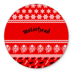Коврик круглый с принтом Праздничный Motrhead в Новосибирске, резина и полиэстер | круглая форма, изображение наносится на всю лицевую часть | larry wallis | lucas fox | motorhead | motrhead | группа | знак | красный | кэмпбелл | лемми | метал | микки ди | моторхед | надпись | новогодний | новый год | праздник | рождество | рок | снежинки | тейлор | фил | хард
