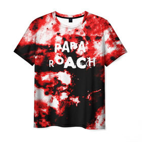 Мужская футболка 3D с принтом PAPA ROACH BLOOD ROCK STYLE в Новосибирске, 100% полиэфир | прямой крой, круглый вырез горловины, длина до линии бедер | papa roach | roach | папа роач | папароач | папароч | роач | роч