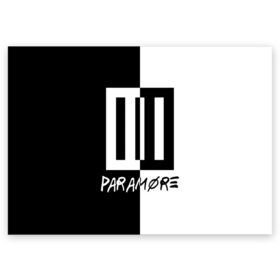 Поздравительная открытка с принтом Paramore в Новосибирске, 100% бумага | плотность бумаги 280 г/м2, матовая, на обратной стороне линовка и место для марки
 | paramore | альтернативный | группа | джош фарро | зак фарро | панк | панкрок | пара море | парамор | парамора | параморе | парморе | поп | поппанк | попрок | рок | тейлор йорк | хейли уильямс