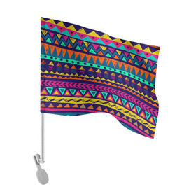Флаг для автомобиля с принтом Индейский орнамент в Новосибирске, 100% полиэстер | Размер: 30*21 см | abstraction | geometry | абстракция | геометрия | грань | краски | кубик | кубики | линии | мозаика | разноцветные | ребро | текстура | тени | узор
