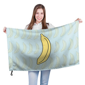 Флаг 3D с принтом банан в Новосибирске, 100% полиэстер | плотность ткани — 95 г/м2, размер — 67 х 109 см. Принт наносится с одной стороны | banana | банан