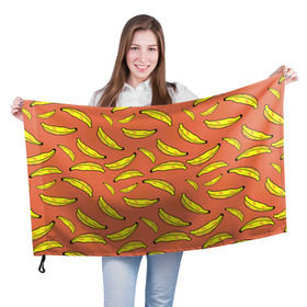Флаг 3D с принтом банан в Новосибирске, 100% полиэстер | плотность ткани — 95 г/м2, размер — 67 х 109 см. Принт наносится с одной стороны | banan | банан