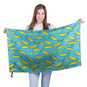 Флаг 3D с принтом банан в Новосибирске, 100% полиэстер | плотность ткани — 95 г/м2, размер — 67 х 109 см. Принт наносится с одной стороны | banana | банан