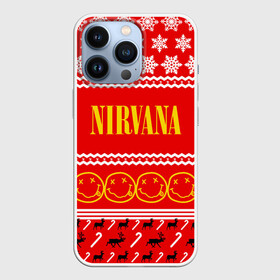 Чехол для iPhone 13 Pro с принтом Праздничный Nirvana в Новосибирске,  |  | cobain | kurt | nirvana | альтернативный | гранж | группа | дональд | знак | кобейн | красный | курт | музыка | музыкант | надпись | нервана | нирвана | новогодний | новоселич | новый год | певец | праздник