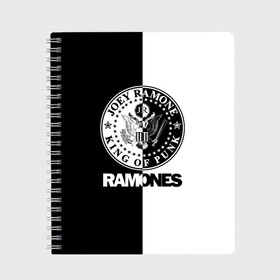 Тетрадь с принтом Ramones в Новосибирске, 100% бумага | 48 листов, плотность листов — 60 г/м2, плотность картонной обложки — 250 г/м2. Листы скреплены сбоку удобной пружинной спиралью. Уголки страниц и обложки скругленные. Цвет линий — светло-серый
 | Тематика изображения на принте: ramone | ramones | группа | джонни | джоуи | ди ди томми | марки | панк | поп | раманес | раманэс | рамон | рамонес | рамонэс | рамоун | рамоунз | рамоунс | рок | хард | хардрок