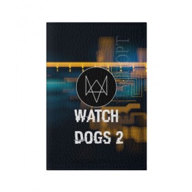 Обложка для паспорта матовая кожа с принтом Watch Dogs 2 в Новосибирске, натуральная матовая кожа | размер 19,3 х 13,7 см; прозрачные пластиковые крепления | 