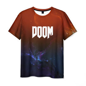 Мужская футболка 3D с принтом DOOM SPACE GAME в Новосибирске, 100% полиэфир | прямой крой, круглый вырез горловины, длина до линии бедер | Тематика изображения на принте: 