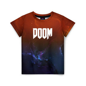 Детская футболка 3D с принтом DOOM SPACE GAME в Новосибирске, 100% гипоаллергенный полиэфир | прямой крой, круглый вырез горловины, длина до линии бедер, чуть спущенное плечо, ткань немного тянется | Тематика изображения на принте: 