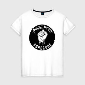 Женская футболка хлопок с принтом Angerfist Hardcore в Новосибирске, 100% хлопок | прямой крой, круглый вырез горловины, длина до линии бедер, слегка спущенное плечо | angerfist | hardcore