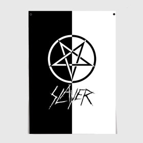 Постер с принтом Slayer в Новосибирске, 100% бумага
 | бумага, плотность 150 мг. Матовая, но за счет высокого коэффициента гладкости имеет небольшой блеск и дает на свету блики, но в отличии от глянцевой бумаги не покрыта лаком | slayer | группа | гэри холт | керри кинг | метал | музыка | пентаграмма | песни | пол бостаф | рок | слаер | слайер | слеар | слеер | слейр | слеяр | том арайа | трэш | тяжелый | хеви