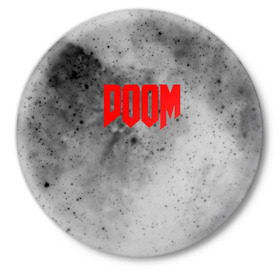 Значок с принтом DOOM GRAY SPACE в Новосибирске,  металл | круглая форма, металлическая застежка в виде булавки | art | doom | game | возвращение | дум | игра | легенда | шутер