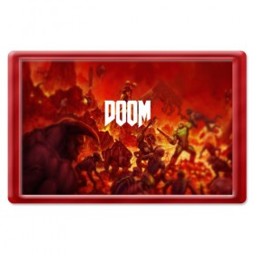 Магнит 45*70 с принтом DOOM в Новосибирске, Пластик | Размер: 78*52 мм; Размер печати: 70*45 | art | doom | game | возвращение | дум | игра | легенда | шутер