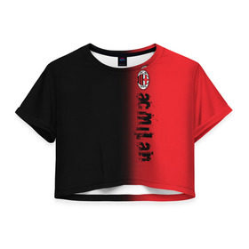 Женская футболка 3D укороченная с принтом AC MILAN в Новосибирске, 100% полиэстер | круглая горловина, длина футболки до линии талии, рукава с отворотами | ac milan | fc | fc milan | football | milan | soccer | белый | клуб | красный | милан | спорт | спортивные | фк | футбол | цвет.логотип | черный | эмблема