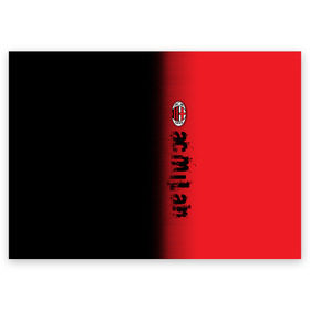 Поздравительная открытка с принтом AC MILAN в Новосибирске, 100% бумага | плотность бумаги 280 г/м2, матовая, на обратной стороне линовка и место для марки
 | ac milan | fc | fc milan | football | milan | soccer | белый | клуб | красный | милан | спорт | спортивные | фк | футбол | цвет.логотип | черный | эмблема