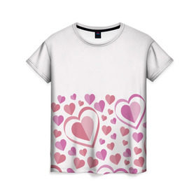 Женская футболка 3D с принтом Нежность и страсть в Новосибирске, 100% полиэфир ( синтетическое хлопкоподобное полотно) | прямой крой, круглый вырез горловины, длина до линии бедер | 14 | love | валентин | губы | день | любовь | подарок | поцелуй | сердце | страсть | февраль