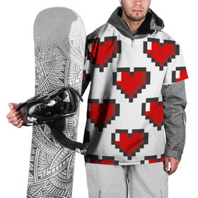 Накидка на куртку 3D с принтом Пиксельные сердечки в Новосибирске, 100% полиэстер |  | 14 | love | валентин | губы | день | любовь | подарок | поцелуй | сердце | страсть | февраль