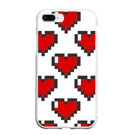 Чехол для iPhone 7Plus/8 Plus матовый с принтом Пиксельные сердечки в Новосибирске, Силикон | Область печати: задняя сторона чехла, без боковых панелей | 14 | love | валентин | губы | день | любовь | подарок | поцелуй | сердце | страсть | февраль