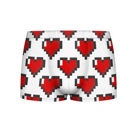 Мужские трусы 3D с принтом Пиксельные сердечки в Новосибирске, 50% хлопок, 50% полиэстер | классическая посадка, на поясе мягкая тканевая резинка | 14 | love | валентин | губы | день | любовь | подарок | поцелуй | сердце | страсть | февраль