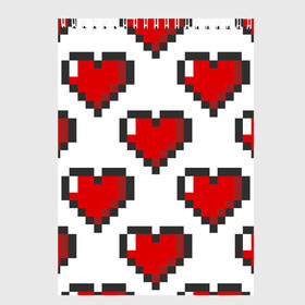 Скетчбук с принтом Пиксельные сердечки в Новосибирске, 100% бумага
 | 48 листов, плотность листов — 100 г/м2, плотность картонной обложки — 250 г/м2. Листы скреплены сверху удобной пружинной спиралью | 14 | love | валентин | губы | день | любовь | подарок | поцелуй | сердце | страсть | февраль