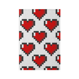 Обложка для паспорта матовая кожа с принтом Пиксельные сердечки в Новосибирске, натуральная матовая кожа | размер 19,3 х 13,7 см; прозрачные пластиковые крепления | 14 | love | валентин | губы | день | любовь | подарок | поцелуй | сердце | страсть | февраль