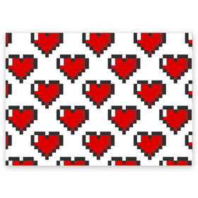 Поздравительная открытка с принтом Пиксельные сердечки в Новосибирске, 100% бумага | плотность бумаги 280 г/м2, матовая, на обратной стороне линовка и место для марки
 | 14 | love | валентин | губы | день | любовь | подарок | поцелуй | сердце | страсть | февраль
