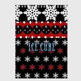 Скетчбук с принтом Праздничный Ice Cube в Новосибирске, 100% бумага
 | 48 листов, плотность листов — 100 г/м2, плотность картонной обложки — 250 г/м2. Листы скреплены сверху удобной пружинной спиралью | hip hop | hiphop | ice cube | mc | n.w.a | rap | айс | джексон | западное по | знак | красный | куб | кубе | кубик льда | кьюб | мс | надпись | новогодний | новый год | о ши | оши | праздник | реп | репер | речитатив | рождество