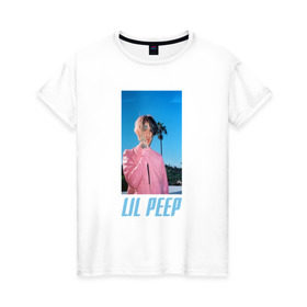 Женская футболка хлопок с принтом Лил Пип в Новосибирске, 100% хлопок | прямой крой, круглый вырез горловины, длина до линии бедер, слегка спущенное плечо | lil peep | rap | густав ор | лил пип | рэп