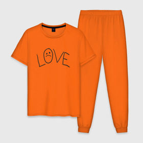 Мужская пижама хлопок с принтом Lil Love Tattoo в Новосибирске, 100% хлопок | брюки и футболка прямого кроя, без карманов, на брюках мягкая резинка на поясе и по низу штанин
 | lil peep | rap | густав ор | лил пип | рэп