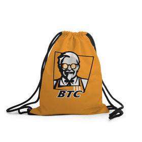 Рюкзак-мешок 3D с принтом BITCOIN в стиле KFC в Новосибирске, 100% полиэстер | плотность ткани — 200 г/м2, размер — 35 х 45 см; лямки — толстые шнурки, застежка на шнуровке, без карманов и подкладки | bitcoin | btc | crypto | kfc | биткоин | валюта | деньги | криптовалюта | цифровое золото