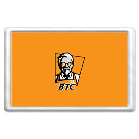 Магнит 45*70 с принтом BITCOIN в стиле KFC в Новосибирске, Пластик | Размер: 78*52 мм; Размер печати: 70*45 | Тематика изображения на принте: bitcoin | btc | crypto | kfc | биткоин | валюта | деньги | криптовалюта | цифровое золото