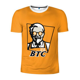 Мужская футболка 3D спортивная с принтом BITCOIN в стиле KFC в Новосибирске, 100% полиэстер с улучшенными характеристиками | приталенный силуэт, круглая горловина, широкие плечи, сужается к линии бедра | bitcoin | btc | crypto | kfc | биткоин | валюта | деньги | криптовалюта | цифровое золото
