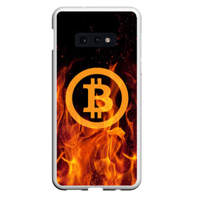 Чехол для Samsung S10E с принтом BITCOIN FIRE в Новосибирске, Силикон | Область печати: задняя сторона чехла, без боковых панелей | Тематика изображения на принте: bitcoin | btc | coin | crypto | ethereum | money | orange | биткоин | валюта | деньги | известные | криптовалюта | логотип | монета | надписи.cash | оранжевый | цвет | цифровое золото | эфир