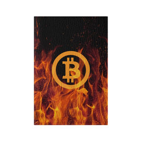 Обложка для паспорта матовая кожа с принтом BITCOIN FIRE в Новосибирске, натуральная матовая кожа | размер 19,3 х 13,7 см; прозрачные пластиковые крепления | bitcoin | btc | coin | crypto | ethereum | money | orange | биткоин | валюта | деньги | известные | криптовалюта | логотип | монета | надписи.cash | оранжевый | цвет | цифровое золото | эфир