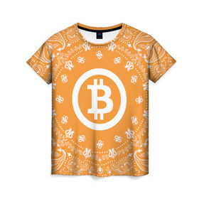 Женская футболка 3D с принтом BITCOIN в Новосибирске, 100% полиэфир ( синтетическое хлопкоподобное полотно) | прямой крой, круглый вырез горловины, длина до линии бедер | bitcoin | btc | coin | crypto | ethereum | money | orange | биткоин | валюта | деньги | известные | криптовалюта | логотип | монета | надписи.cash | оранжевый | цвет | цифровое золото | эфир