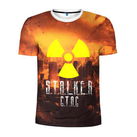 Мужская футболка 3D спортивная с принтом S.T.A.L.K.E.R Стас в Новосибирске, 100% полиэстер с улучшенными характеристиками | приталенный силуэт, круглая горловина, широкие плечи, сужается к линии бедра | радиация | сталкер | станислав