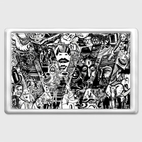 Магнит 45*70 с принтом Стикербомбинг NEW искусство в Новосибирске, Пластик | Размер: 78*52 мм; Размер печати: 70*45 | Тематика изображения на принте: искусство | стикер | стикербомбинг | чб | чернобелый