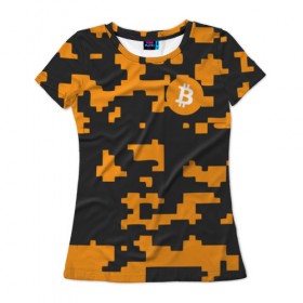 Женская футболка 3D с принтом BITCOIN в Новосибирске, 100% полиэфир ( синтетическое хлопкоподобное полотно) | прямой крой, круглый вырез горловины, длина до линии бедер | bitcoin | btc | crypto | биткоин | валюта | деньги | криптовалюта | цифровое золото