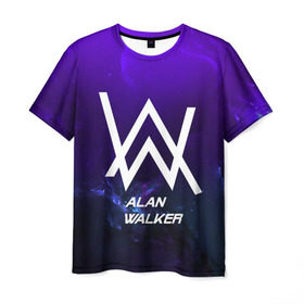 Мужская футболка 3D с принтом Alan Walker SPACE COLLECTION в Новосибирске, 100% полиэфир | прямой крой, круглый вырез горловины, длина до линии бедер | alan walker | club | music | абстракция | клубная музыка | космос | краски | музыка