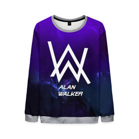 Мужской свитшот 3D с принтом Alan Walker SPACE COLLECTION в Новосибирске, 100% полиэстер с мягким внутренним слоем | круглый вырез горловины, мягкая резинка на манжетах и поясе, свободная посадка по фигуре | alan walker | club | music | абстракция | клубная музыка | космос | краски | музыка