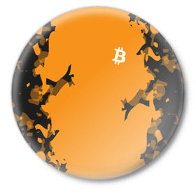 Значок с принтом BITCOIN в Новосибирске,  металл | круглая форма, металлическая застежка в виде булавки | bitcoin | btc | crypto | биткоин | валюта | деньги | криптовалюта | цифровое золото