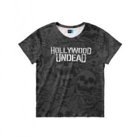 Детская футболка 3D с принтом Hollywood Undead в Новосибирске, 100% гипоаллергенный полиэфир | прямой крой, круглый вырез горловины, длина до линии бедер, чуть спущенное плечо, ткань немного тянется | Тематика изображения на принте: 