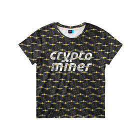 Детская футболка 3D с принтом CRYPTO MINER в Новосибирске, 100% гипоаллергенный полиэфир | прямой крой, круглый вырез горловины, длина до линии бедер, чуть спущенное плечо, ткань немного тянется | Тематика изображения на принте: bitcoin | btc | crypto | miner | mining | биткоин | валюта | деньги | криптовалюта | майнинг | цифровое золото