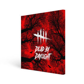 Холст квадратный с принтом Dead by Daylight в Новосибирске, 100% ПВХ |  | Тематика изображения на принте: maniacs | выживалка | жертвы | мертвые днем | ужас | хоррор