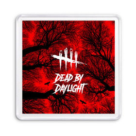 Магнит 55*55 с принтом Dead by Daylight в Новосибирске, Пластик | Размер: 65*65 мм; Размер печати: 55*55 мм | Тематика изображения на принте: maniacs | выживалка | жертвы | мертвые днем | ужас | хоррор