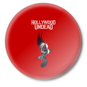 Значок с принтом Hollywood Undead в Новосибирске,  металл | круглая форма, металлическая застежка в виде булавки | Тематика изображения на принте: 