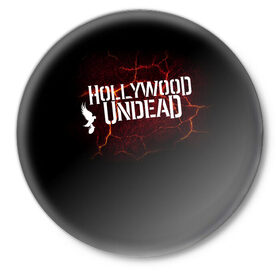Значок с принтом Hollywood Undead в Новосибирске,  металл | круглая форма, металлическая застежка в виде булавки | j dog | голивудская нежить | голливудская нежить | джейдог | маски | нежить | рэпкор