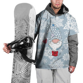 Накидка на куртку 3D с принтом Милый гномик в Новосибирске, 100% полиэстер |  | Тематика изображения на принте: happy new year | волшебство | гном | гномик | новый год | снег | снежинки