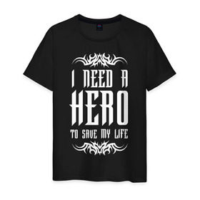 Мужская футболка хлопок с принтом I need a Hero в Новосибирске, 100% хлопок | прямой крой, круглый вырез горловины, длина до линии бедер, слегка спущенное плечо. | awake | hero | monster | skillet | джон купер | кори купер | рок