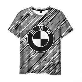 Мужская футболка 3D с принтом BMW SPORT LINE в Новосибирске, 100% полиэфир | прямой крой, круглый вырез горловины, длина до линии бедер | auto | automobile | bmw | car | machine | motor | motor car | sport car | автомашина | легковой автомобиль | спортивный автомобиль | тачка
